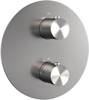 Brauer Brushed Edition - 3 Weg - Inbouwthermostaat - Rond - In/afbouwdelen - RVS Geborsteld PVD