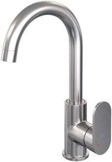 Brauer Brushed Edition Hoge Opbouw Wastafelmengkraan met Draaibare Ronde Uitloop Model C RVS Geborsteld PVD