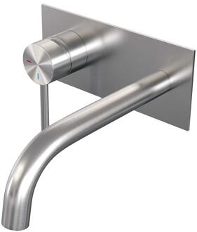 Brauer Brushed Edition Inbouw Wastafelmengkraan met Gebogen Uitloop en Afdekplaat Model A2 RVS Geborsteld PVD