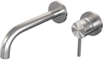 Brauer Brushed Edition Inbouw Wastafelmengkraan met Gebogen Uitloop en Rozetten Model A1 RVS Geborsteld PVD