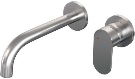 Brauer Brushed Edition Inbouw Wastafelmengkraan met Gebogen Uitloop en Rozetten Model C1 RVS Geborsteld PVD