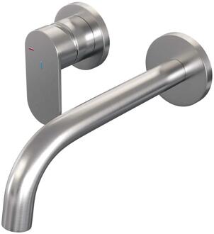 Brauer Brushed Edition Inbouw Wastafelmengkraan met Gebogen Uitloop en Rozetten Model C2 RVS Geborsteld PVD