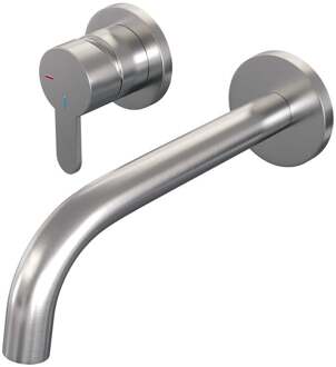 Brauer Brushed Edition Inbouw Wastafelmengkraan met Gebogen Uitloop en Rozetten Model D2 RVS Geborsteld PVD