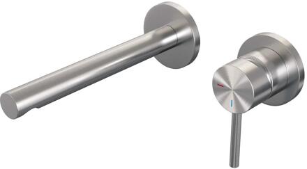 Brauer Brushed Edition Inbouw Wastafelmengkraan met Rechte Uitloop en Rozetten Model A1 RVS Geborsteld PVD