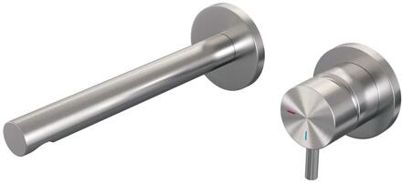 Brauer Brushed Edition Inbouw Wastafelmengkraan met Rechte Uitloop en Rozetten Model B1 RVS Geborsteld PVD