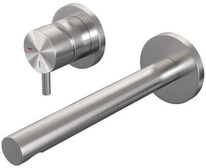 Brauer Brushed Edition Inbouw Wastafelmengkraan met Rechte Uitloop en Rozetten Model B2 RVS Geborsteld PVD