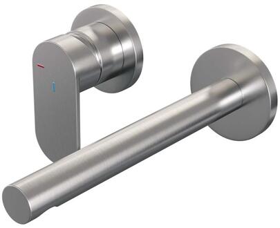 Brauer Brushed Edition Inbouw Wastafelmengkraan met Rechte Uitloop en Rozetten Model C2 RVS Geborsteld PVD