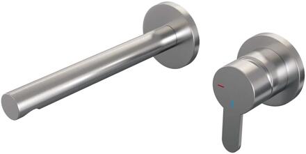 Brauer Brushed Edition Inbouw Wastafelmengkraan met Rechte Uitloop en Rozetten Model D1 RVS Geborsteld PVD