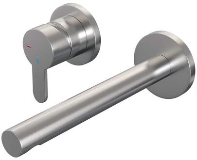 Brauer Brushed Edition Inbouw Wastafelmengkraan met Rechte Uitloop en Rozetten Model D2 RVS Geborsteld PVD