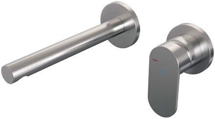 Brauer Brushed Edition inbouwwastafelkraan type S3 greep met inbouwdeel ronde rozetten ColdStart geborsteld rvs PVD