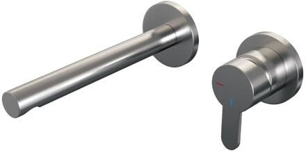 Brauer Brushed Edition inbouwwastafelkraan type S4 greep met inbouwdeel ronde rozetten ColdStart geborsteld rvs PVD