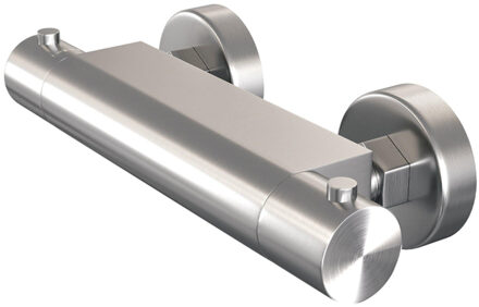 Brauer Brushed Edition Thermostaatkraan opbouw - 2 gladde knoppen - PVD - geborsteld RVS 5-NG-234 RVS geborsteld