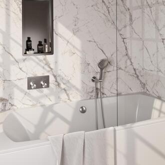 Brauer Brushed Edition Thermostatische Inbouw Badkraan Drukknoppen - Badvulcombinatie - 3 stand - Doucheslang - Wandaansluitbocht - Handdouche - Rvs Geborsteld Pvd