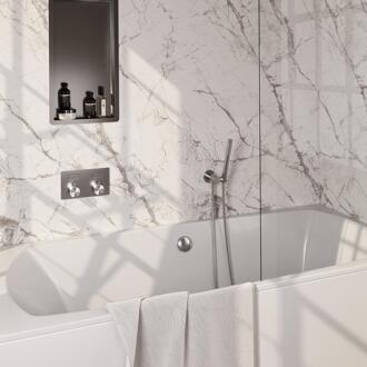 Brauer Brushed Edition Thermostatische Inbouw Badkraan Drukknoppen - Badvulcombinatie - Staaf - Doucheslang - Wandaansluitbocht - Handdouche - Rvs Geborsteld Pvd