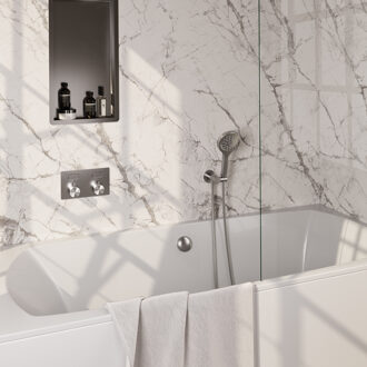 Brauer Brushed Edition thermostatische inbouw badkraan - drukknoppen SET 04 - badvulcombinatie - 3 standen handdouche - doucheslang - wandaansluitbocht - RVS geborsteld PVD 5-NG-209