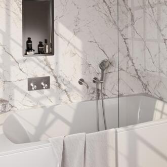 Brauer Brushed Edition Thermostatische Inbouw Badkraan Drukknoppen - Uitloop - 3 stand - Doucheslang - Wandaansluitbocht - Handdouche - Rvs Geborsteld Pvd