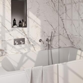 Brauer Brushed Edition Thermostatische Inbouw Badkraan Drukknoppen - Uitloop - Staaf - Doucheslang - Wandaansluitbocht - Handdouche - Rvs Geborsteld Pvd