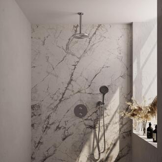 Brauer Brushed Edition Thermostatische Regendoucheset Inbouw - Hoofddouche 20 cm - 3 Weg - Handdouche Rond 3 Standen - Doucheslang - Wandaansluitbocht - Rvs