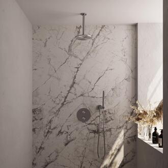 Brauer Brushed Edition Thermostatische Regendoucheset Inbouw - Hoofddouche 20 cm - 3 Weg - Handdouche Rond - Doucheslang - Wandaansluitbocht - Rvs