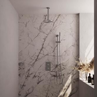 Brauer Brushed Edition Thermostatische Regendoucheset Inbouw - Hoofddouche 20 cm - 3 Weg - Handdouche Staaf - Doucheslang - Geintegreerde Glijstang - Rvs