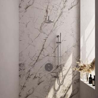 Brauer Brushed Edition Thermostatische Regendoucheset Inbouw - Hoofddouche 20 cm - Gebogen Wandarm - 3 Weg - Handdouche Rond - Doucheslang - Geintegreerde Glijstang - Rvs