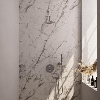 Brauer Brushed Edition Thermostatische Regendoucheset Inbouw - Hoofddouche 20 cm - Gebogen Wandarm - 3 Weg - Handdouche Rond - Doucheslang - Wandaansluitbocht - Rvs