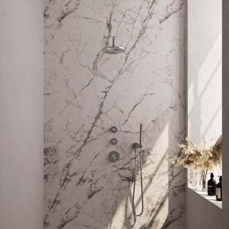 Brauer Brushed Edition Thermostatische Regendoucheset Inbouw - Hoofddouche 20 cm - Gebogen Wandarm - Handdouche Staaf - Doucheslang - Wandaansluitbocht - Rvs