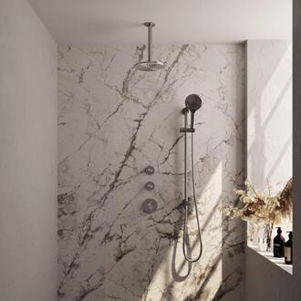 Brauer Brushed Edition Thermostatische Regendoucheset Inbouw - Hoofddouche 20 cm - Handdouche 3 Standen - Doucheslang - Geintegreerde Glijstang - Rvs