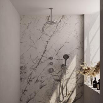 Brauer Brushed Edition Thermostatische Regendoucheset Inbouw - Hoofddouche 20 cm - Handdouche 3 Standen - Doucheslang - Wandaansluitbocht - Rvs