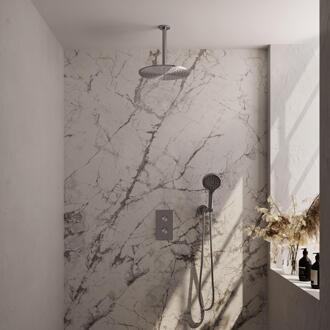 Brauer Brushed Edition Thermostatische Regendoucheset Inbouw - Hoofddouche 30 cm - 3 Weg - Handdouche 3 Standen - Doucheslang - Wandaansluitbocht - Rvs