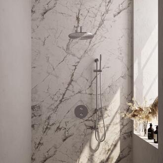 Brauer Brushed Edition Thermostatische Regendoucheset Inbouw - Hoofddouche 30 cm - Gebogen Wandarm - 3 Weg - Handdouche Rond - Doucheslang - Geintegreerde Glijstang - Rvs