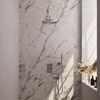 Brauer Brushed Edition Thermostatische Regendoucheset Inbouw - Hoofddouche 30 cm - Gebogen Wandarm - 3 Weg - Handdouche Staaf - Doucheslang - Wandaansluitbocht - Rvs