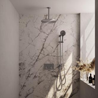 Brauer Brushed Edition Thermostatische Regendoucheset Inbouw - Hoofddouche 30 cm - Met Drukknoppen - Handdouche 3 Standen - Doucheslang - Geintegreerde Glijstang - Rvs