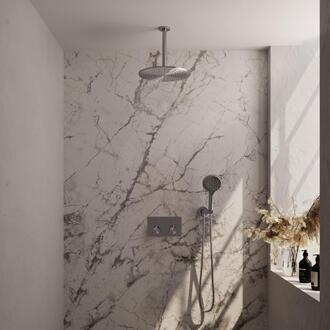 Brauer Brushed Edition Thermostatische Regendoucheset Inbouw - Hoofddouche 30 cm - Met Drukknoppen - Handdouche 3 Standen - Doucheslang - Wandaansluitbocht - Rvs