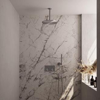 Brauer Brushed Edition Thermostatische Regendoucheset Inbouw - Hoofddouche 30 cm - Met Drukknoppen - Handdouche Staaf - Doucheslang - Wandaansluitbocht - Rvs