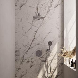 Brauer Brushed Edition Thermostatische Regendoucheset Inbouw - Hoofddouche 30 cm - Rechte Wandarm - 3 Weg - Handdouche Rond 3 Standen - Doucheslang - Wandaansluitbocht - Rvs