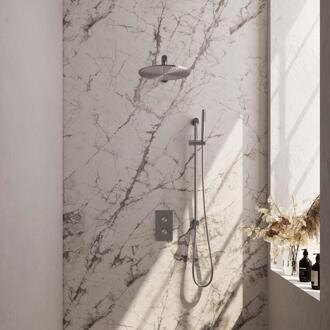 Brauer Brushed Edition Thermostatische Regendoucheset Inbouw - Hoofddouche 30 cm - Rechte Wandarm - 3 Weg - Handdouche Staaf - Doucheslang - Geintegreerde Glijstang - Rvs