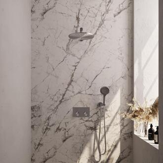 Brauer Brushed Edition Thermostatische Regendoucheset Inbouw - Hoofddouche 30 cm - Rechte Wandarm - Met Drukknoppen - Handdouche 3 Standen - Doucheslang - Wandaansluitbocht - Rvs