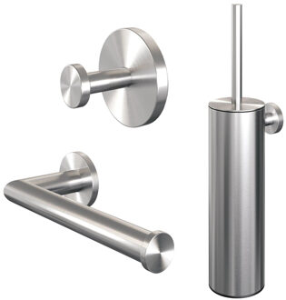 Brauer Brushed Edition Toilet Accessoireset - 3-delig - PVD - geborsteld RVS 5-NG-323 RVS geborsteld