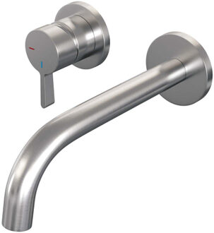 Brauer Brushed Edition Wastafelmengkraan inbouw - gebogen uitloop rechts - hendel middel dik - model E2 PVD - geborsteld RVS 5-NG-083-B1-65 RVS geborsteld