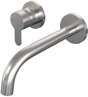 Brauer Brushed Edition Wastafelmengkraan inbouw - gebogen uitloop rechts - hendel plat smal - model D2 PVD - geborsteld RVS 5-NG-083-B4-65 RVS geborsteld