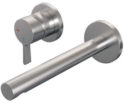 Brauer Brushed Edition Wastafelmengkraan inbouw - rechte uitloop rechts - hendel middel dik - model E2 PVD - geborsteld RVS 5-NG-083-S1-65 RVS geborsteld