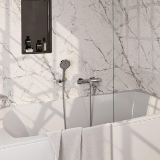 Brauer Chrome Carving Badkraan - douchegarnituur - handdouche rond 3 standen - carving knop - chroom 5-CE-247