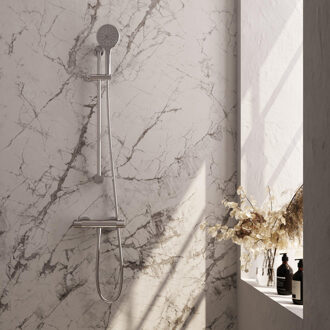 Brauer Chrome Carving Douchekraan opbouw - glijstang - 1 functie - 2 carving knoppen - handdouche rond 3 standen - chroom 5-CE-250