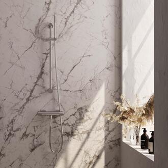 Brauer Chrome Carving Glijstangset met Thermostaatkraan - Staafhanddouche - Chroom