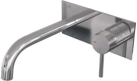 Brauer Chrome Carving Inbouw Wastafelmengkraan met Gebogen Uitloop en Afdekplaat Model A1 Chroom