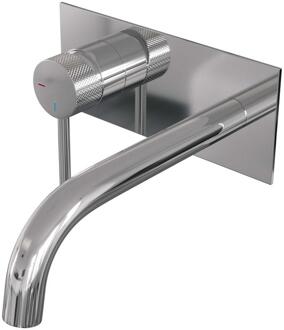Brauer Chrome Carving Inbouw Wastafelmengkraan met Gebogen Uitloop en Afdekplaat Model A2 Chroom