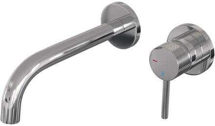 Brauer Chrome Carving Inbouw Wastafelmengkraan met Gebogen Uitloop en Rozetten Model A1 Chroom