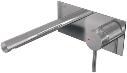 Brauer Chrome Carving Inbouw Wastafelmengkraan met Rechte Uitloop en Afdekplaat Model A1 Chroom