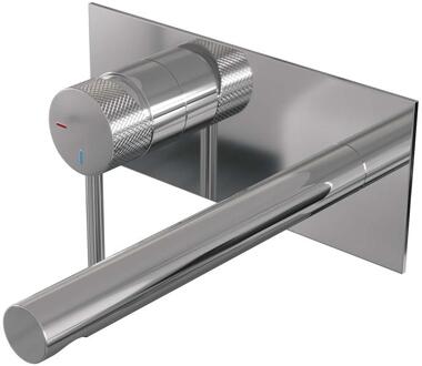 Brauer Chrome Carving Inbouw Wastafelmengkraan met Rechte Uitloop en Afdekplaat Model A2 Chroom